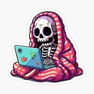 Funny Skeleton At the Laptop Sticker