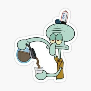 Squidward with Coffee Sticker